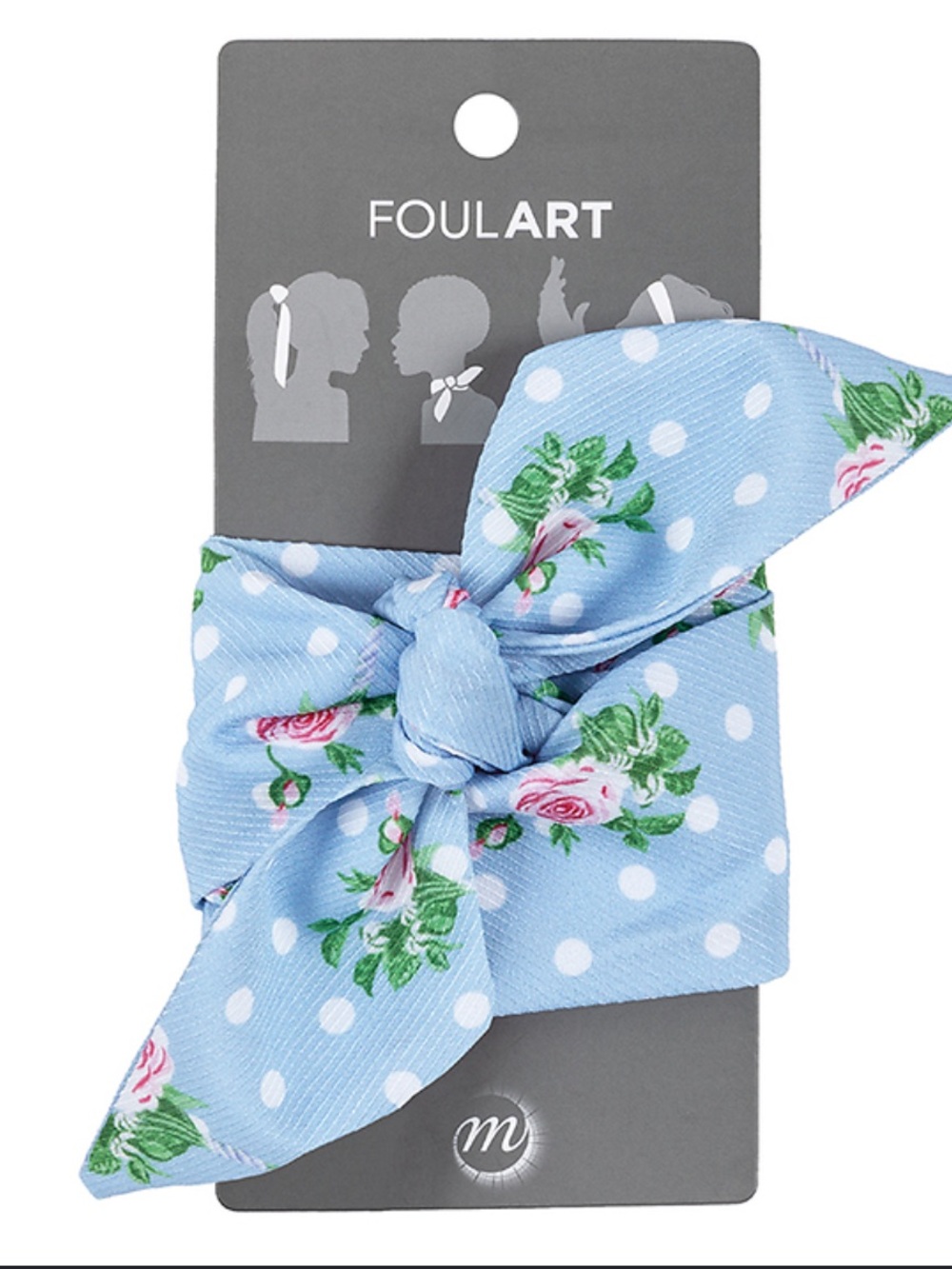 FoulArt Blue Polka Dot & Rose Hair Bow